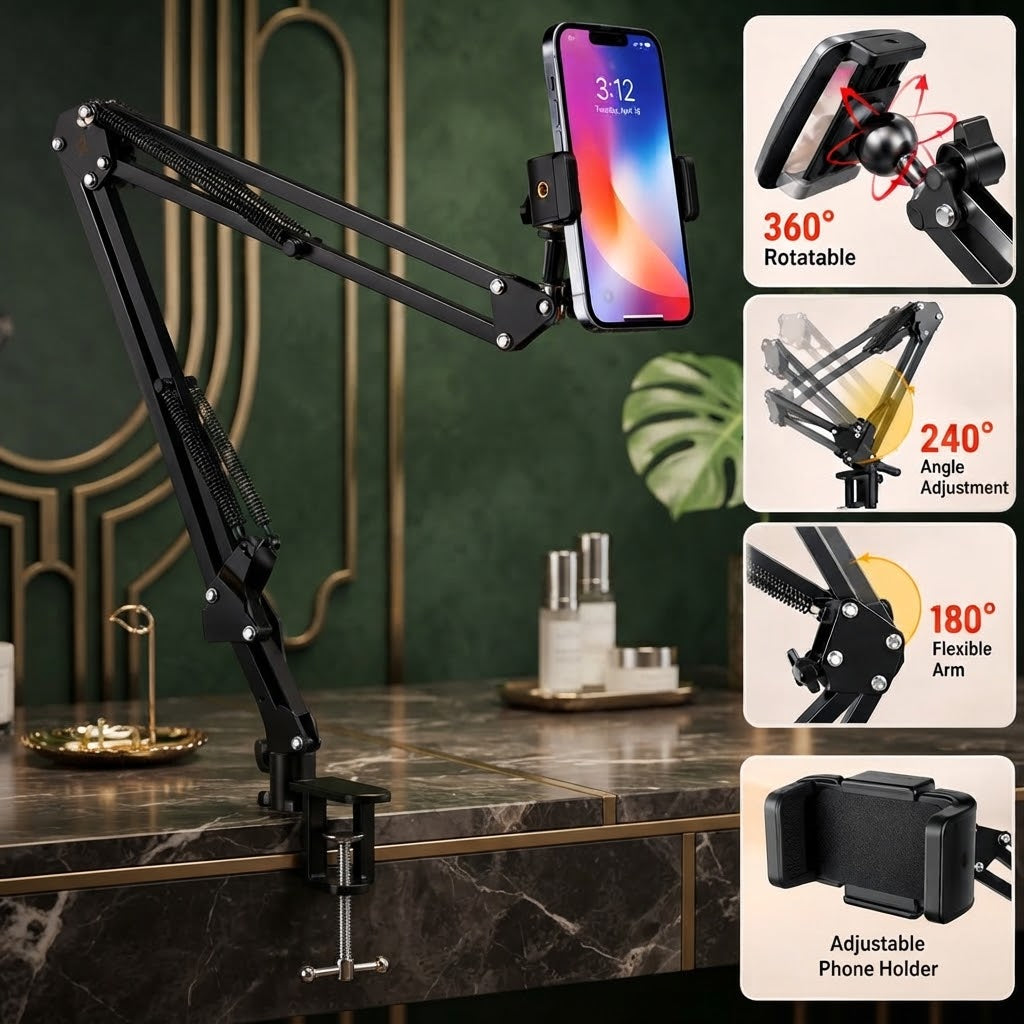 Metal OverHead Mount Articulating Arm Cell Phone Holder