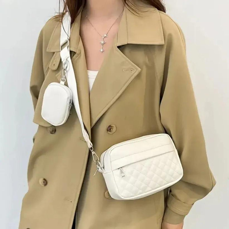Stylish Girl's Convertible Crossbody Bag - Fashion Handbags for Ladies PU Leather Polyester Waterproof Shoulder Bags With Change Purse Trending Travel Crossbody Bag - 1 Pc, Black PU Leather - Blac