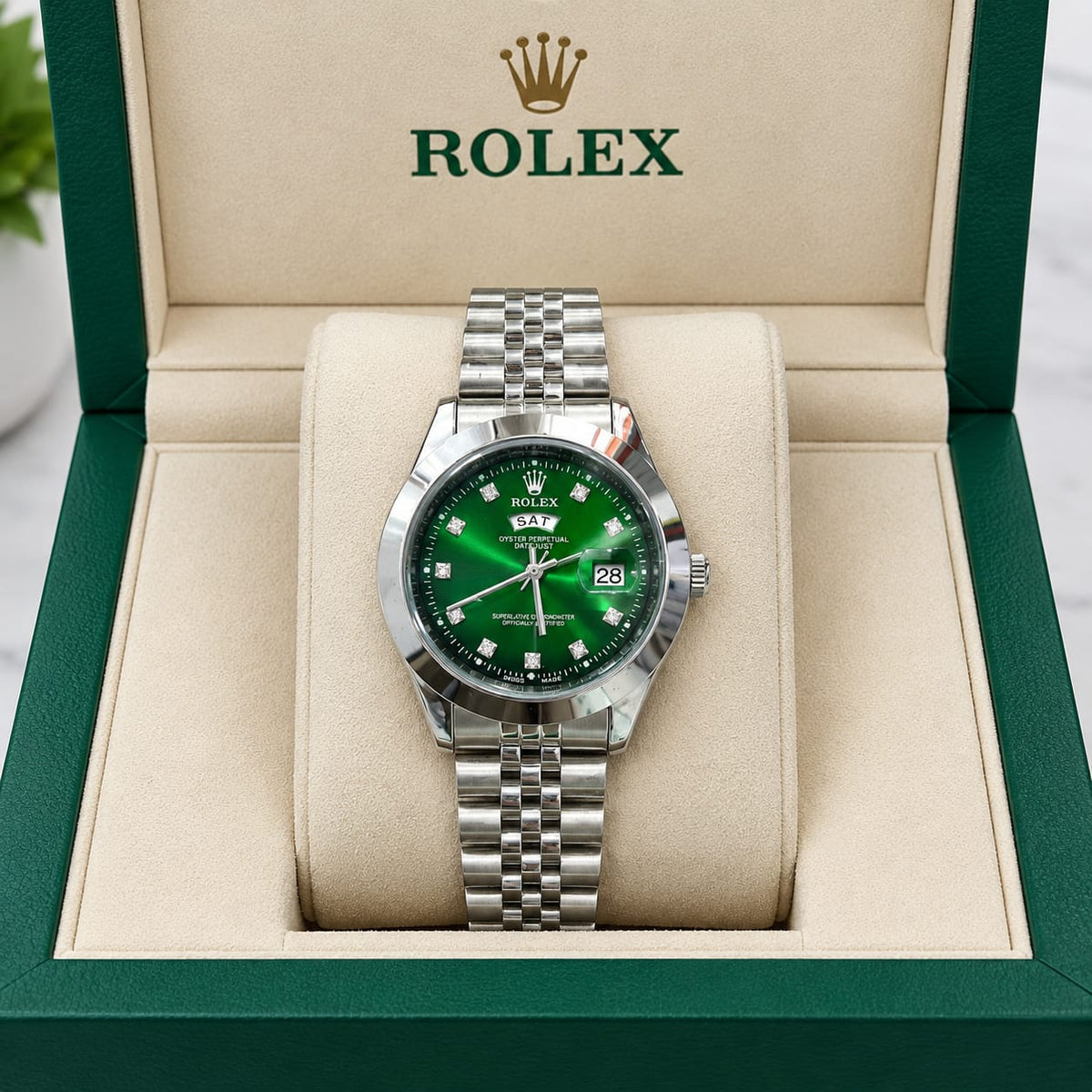 Rolex Stylish Dial Watch Classic Analog Wristwatch For Men - Blue