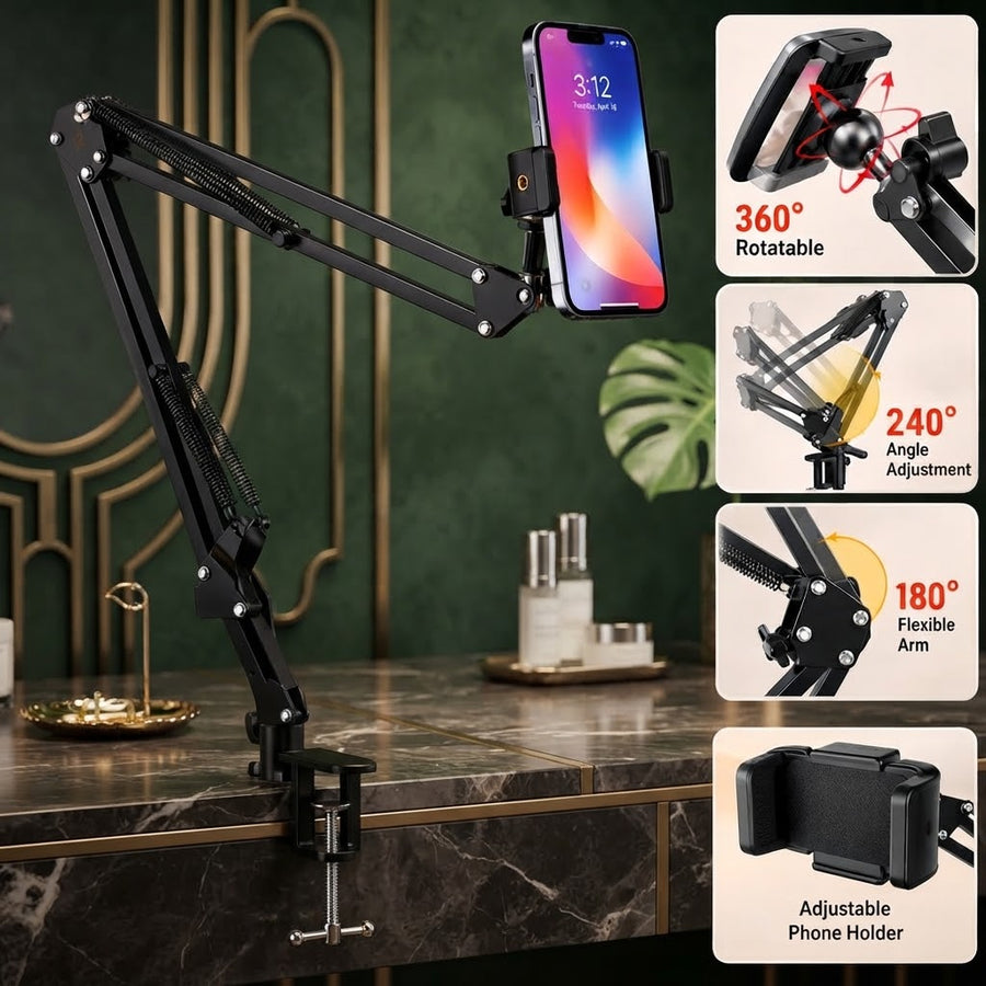 Metal OverHead Mount Articulating Arm Cell Phone Holder