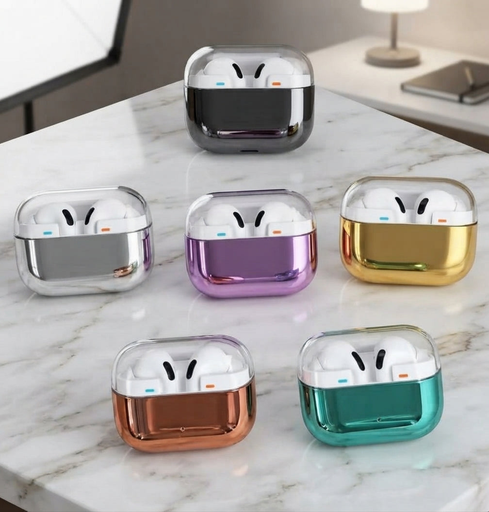 Airpods Pro 2 With Shining Metallic Charging Case Wireless Earbuds (Random Color)